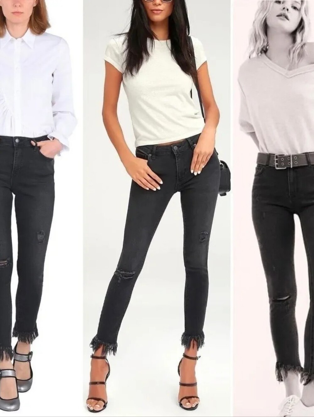 Free People Great Heights Frayed Skinny Jeans Black Denim Pants Crop 27